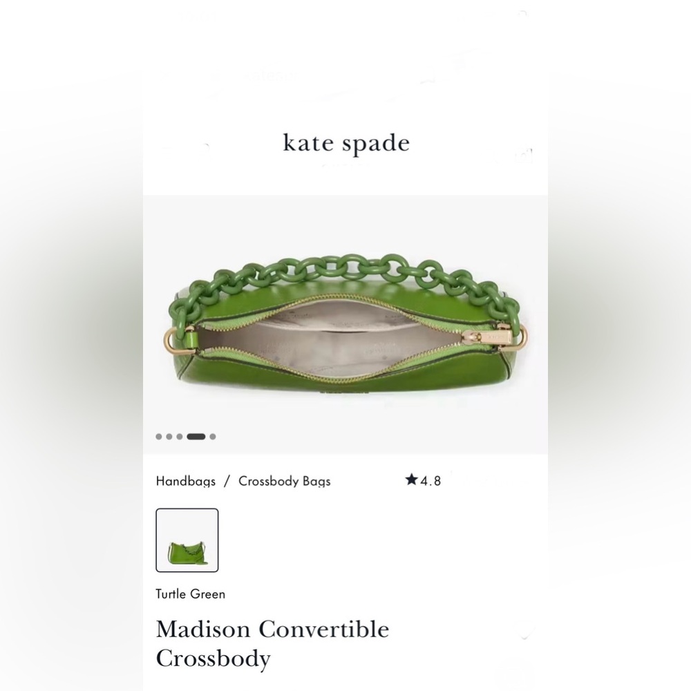 Kate Spade NEW YORK, Handbag+, Matching Chain Link, Apple Green, Authentic - Picture 10 of 13